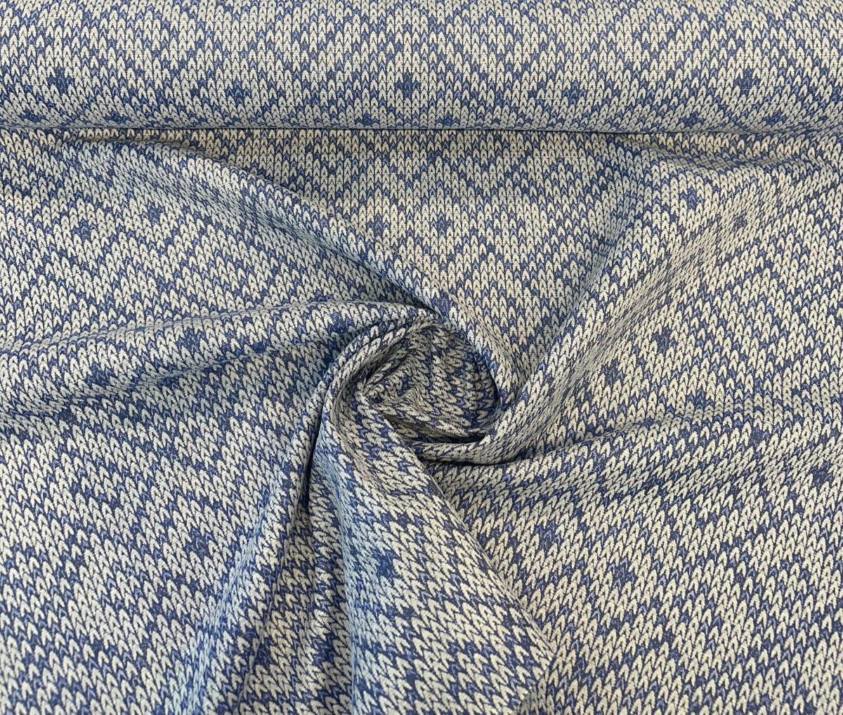 Sunbrella Sweater Weather Acrylic Polyester Fabric - Blue Willow, Textured Geometric, 54" Width (1 Yard)