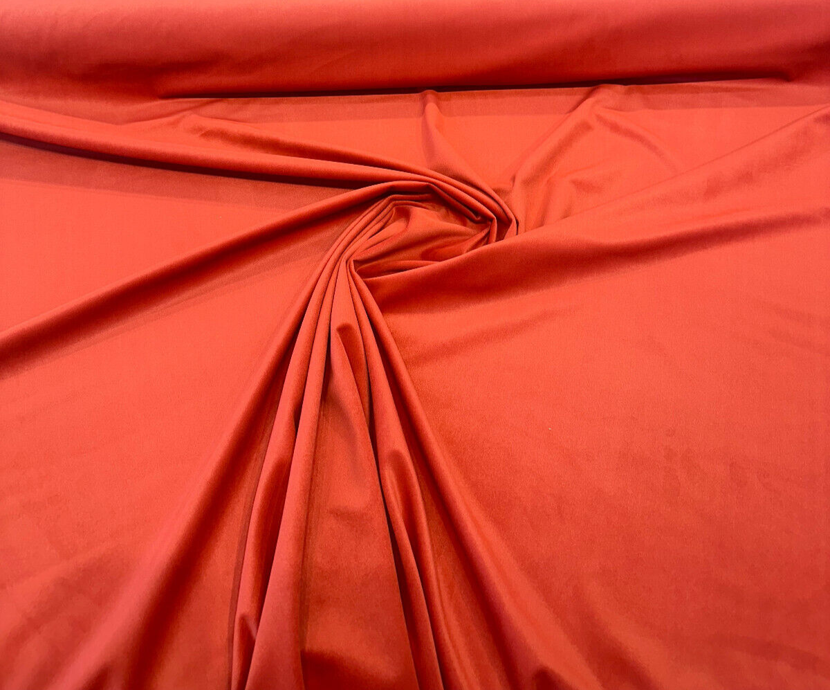 Rudy Velvet Polyester Fabric - Terracotta Orange, Upholstery, 56" Width (1 Yard)