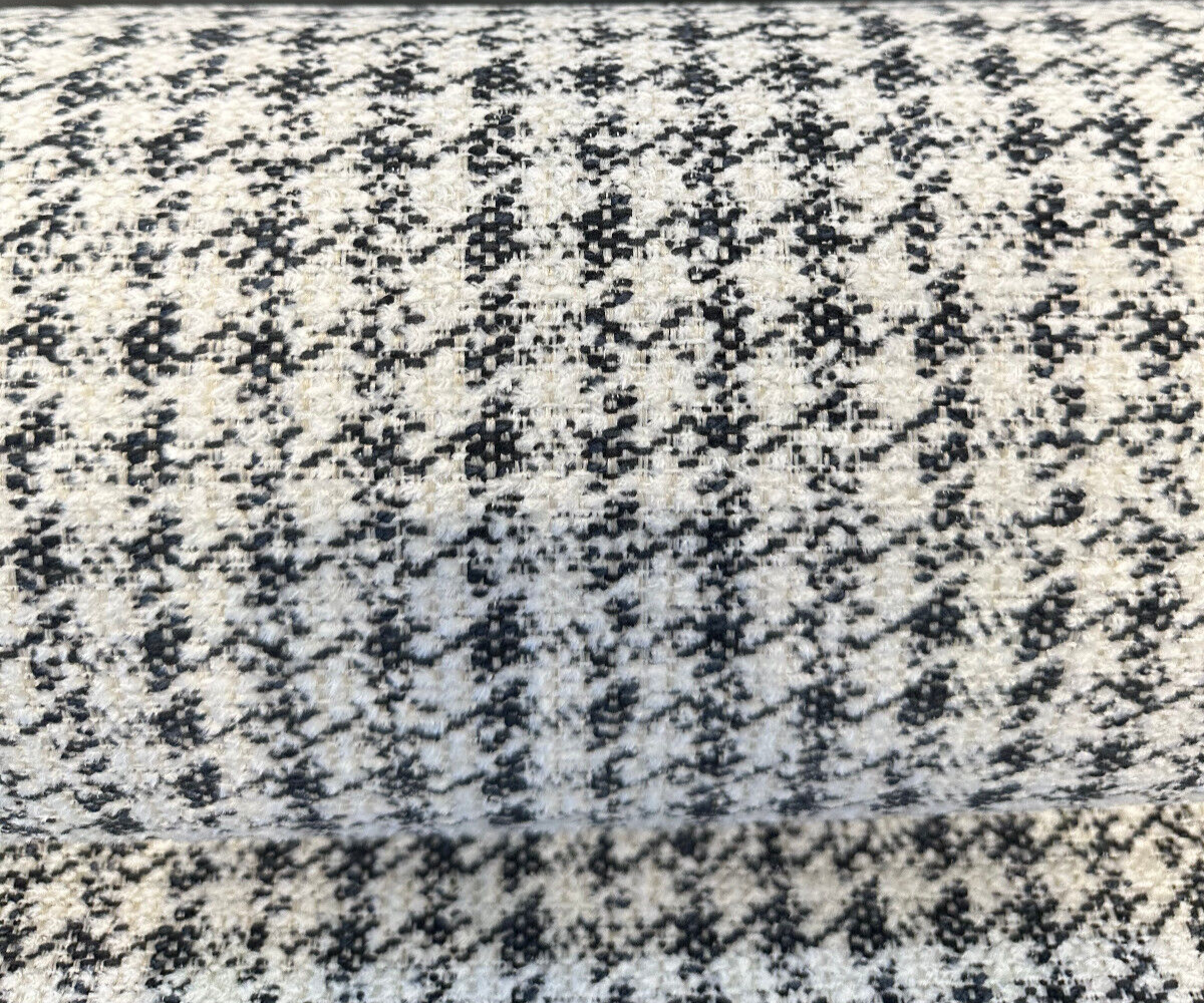 Houndstooth Coco Chenille Upholstery Fabric - Black Ivory Houndstooth, 54" Width (By The Yard)
