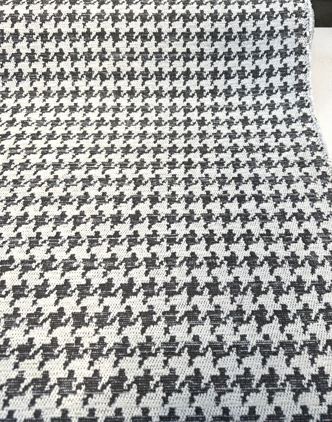 Quinn Houndstooth Chenille Upholstery Fabric - Black White Houndstooth, 54" Width (1 Yard)
