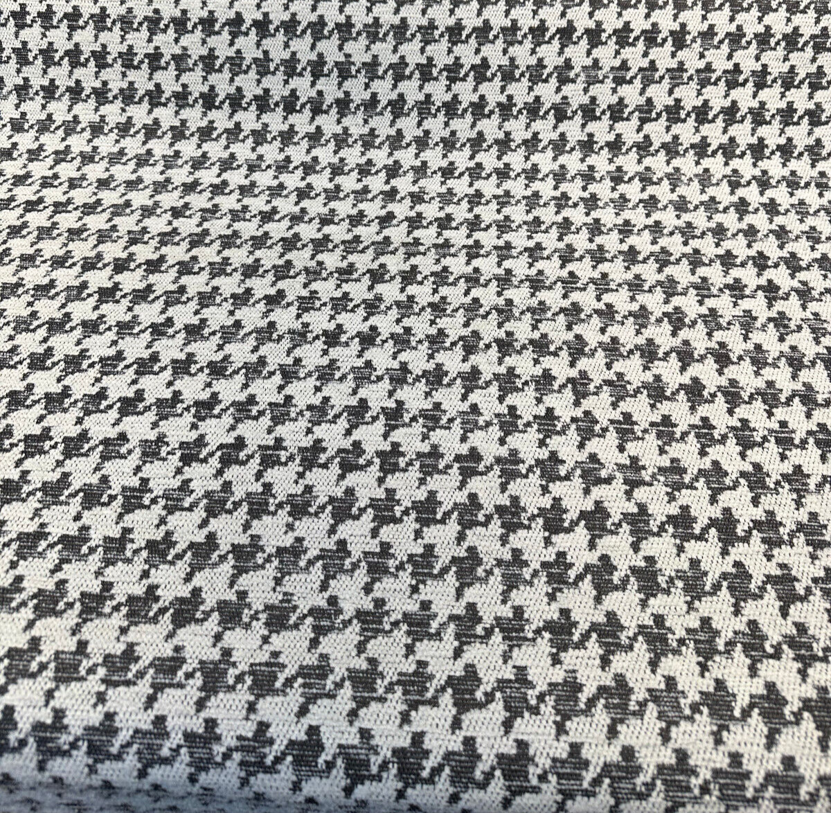 Quinn Houndstooth Chenille Upholstery Fabric - Black White Houndstooth, 54" Width (1 Yard)
