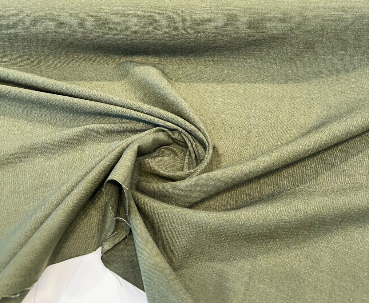 Siena Army Green Linen Fabric - Army Green, Drapery Upholstery, 58" Width (1 Yard)