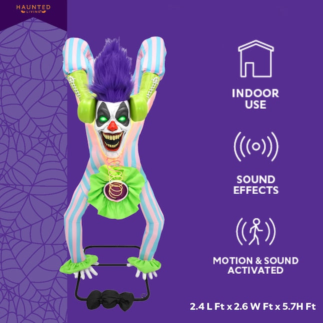 5 ft. Motion Activated Laughing Handstand Clown Animatronic (Haunted Living)