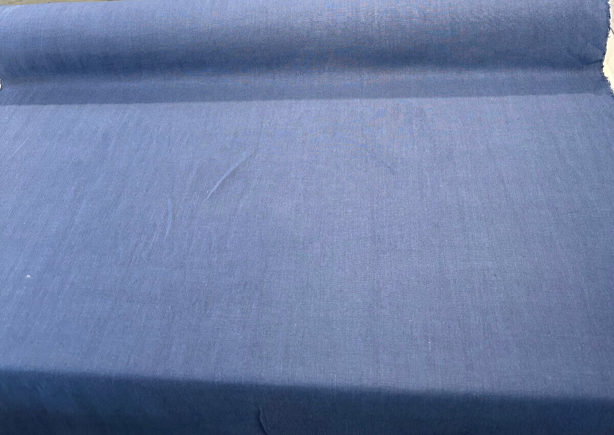 Don Giovanni Linen Fabric - Blue Smoke, Upholstery Drapery, 54" Width (1 Yard)