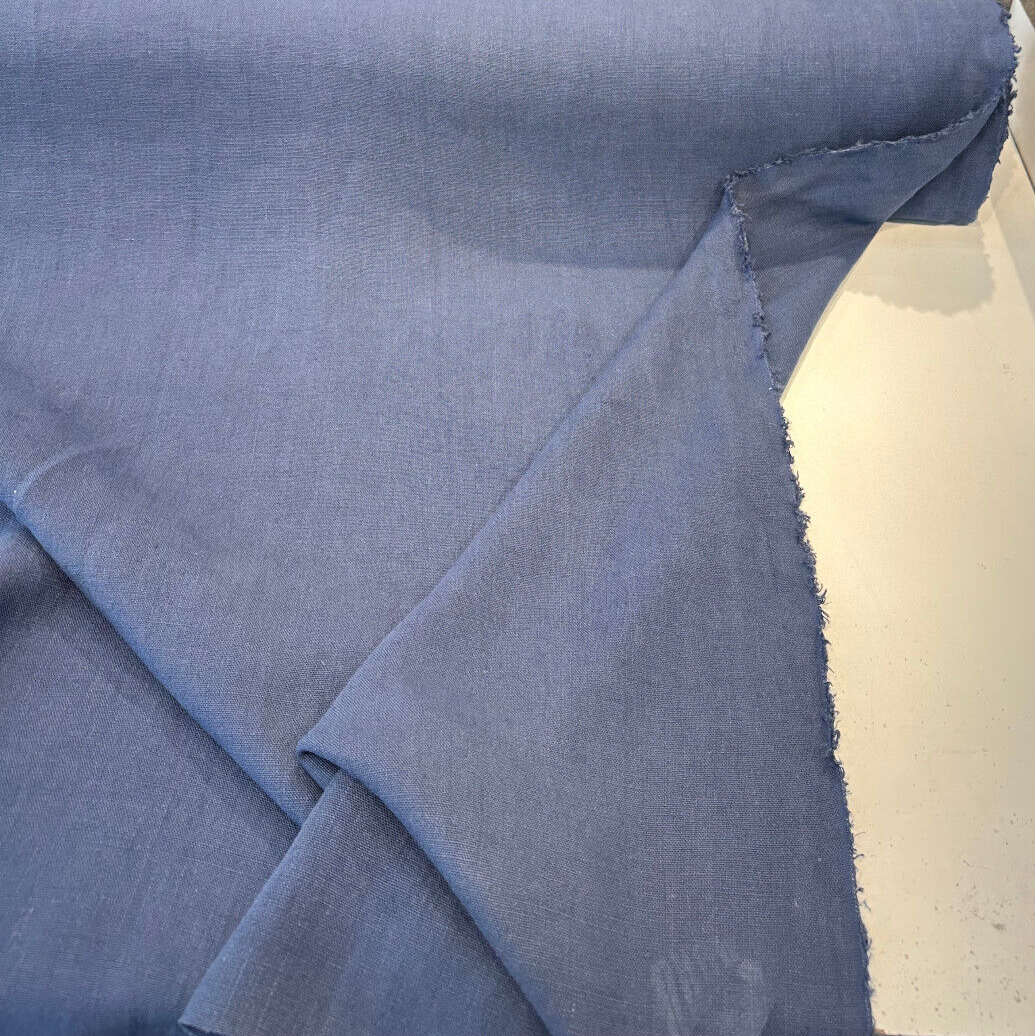 Don Giovanni Linen Fabric - Blue Smoke, Upholstery Drapery, 54" Width (1 Yard)