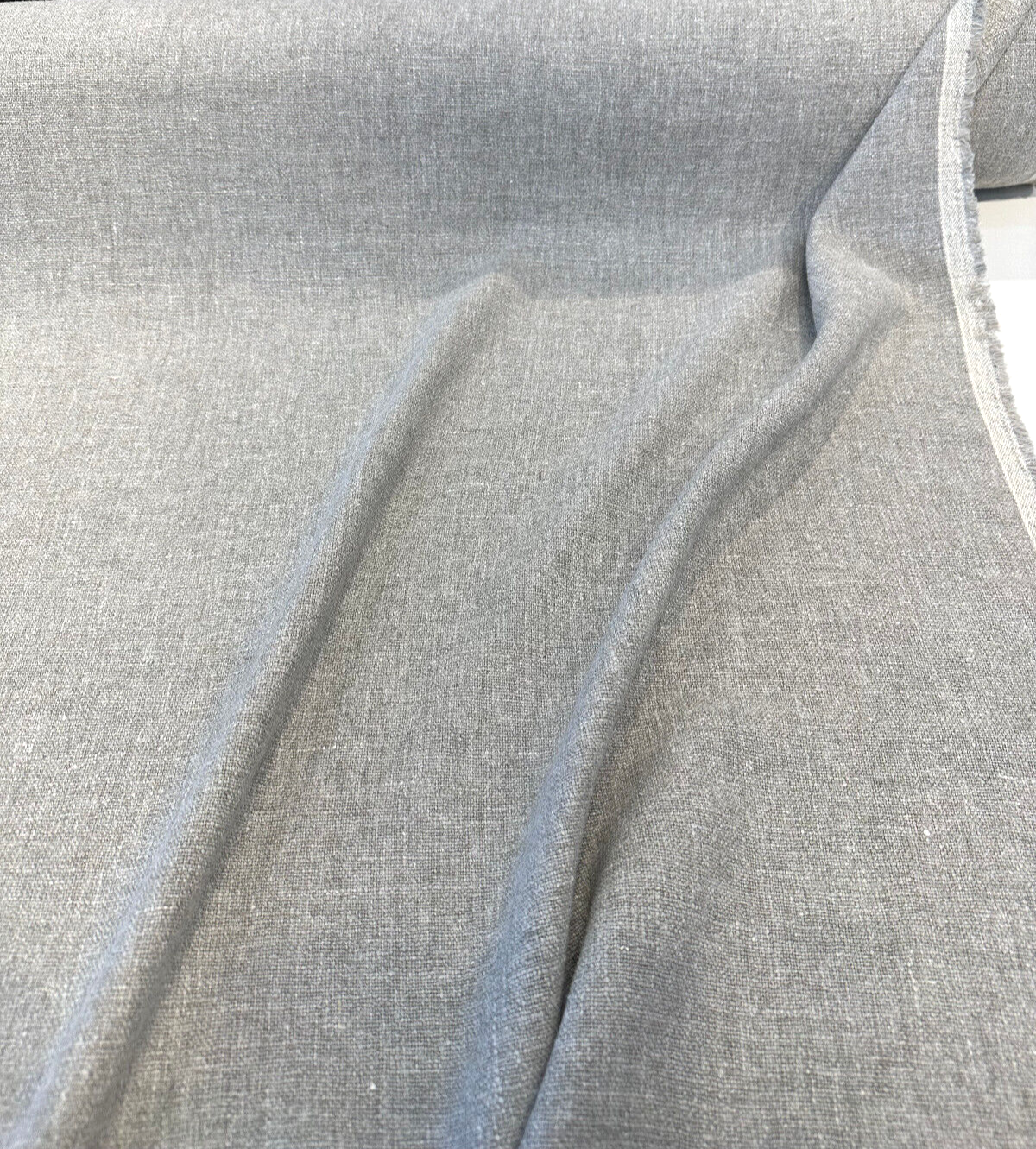 Libeco Belgian Linen Melange Gray Stone Linen Fabric - Stone, Drapery Upholstery, 54" Width (1 Yard)