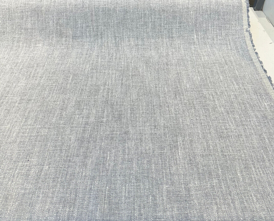 Libeco Belgian Linen Melange Gris Light Blue Upholstery Fabric - Gris Light Blue, 54" Width (1 Yard)