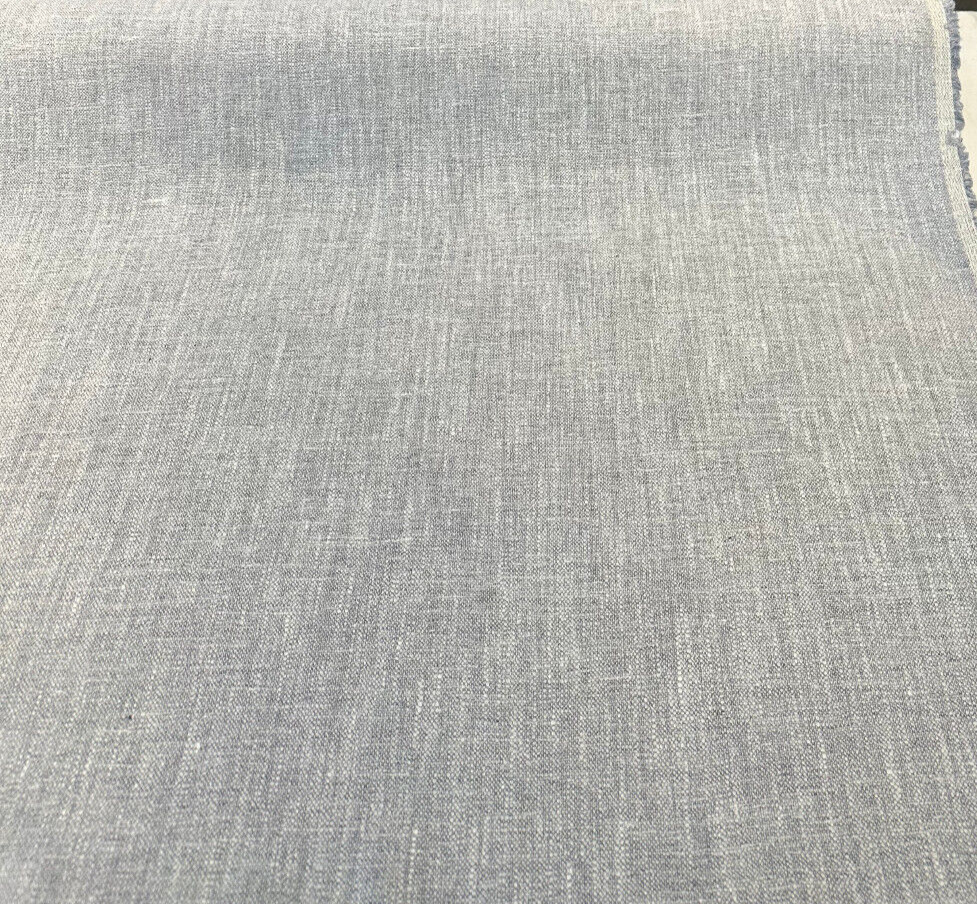 Libeco Belgian Linen Melange Gris Light Blue Upholstery Fabric - Gris Light Blue, 54" Width (1 Yard)