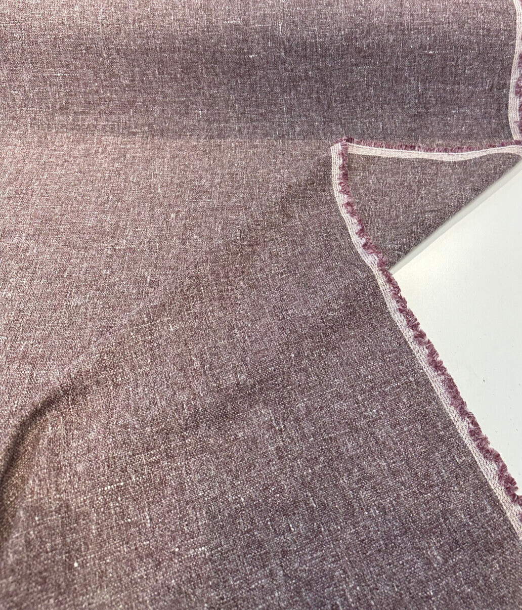 Libeco Belgian Linen Melange Mulberry Linen Fabric - Mulberry Purple, 54" Width, No Repeat, Railroaded (1 Yard)
