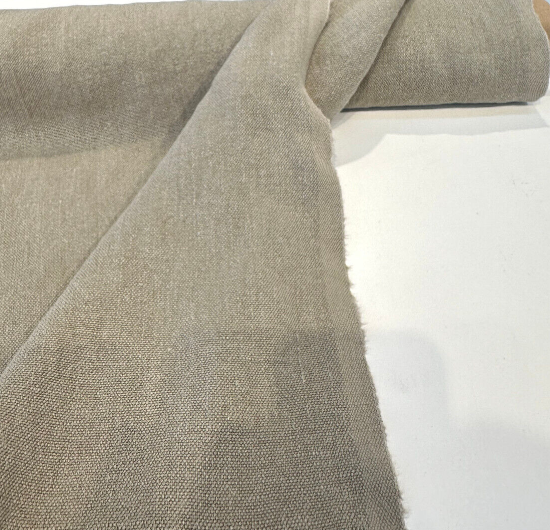 Libeco Stonewash Hemp Taupe Belgian Hemp Fabric - Taupe, Drapery Upholstery, 54" Width (1 Yard)