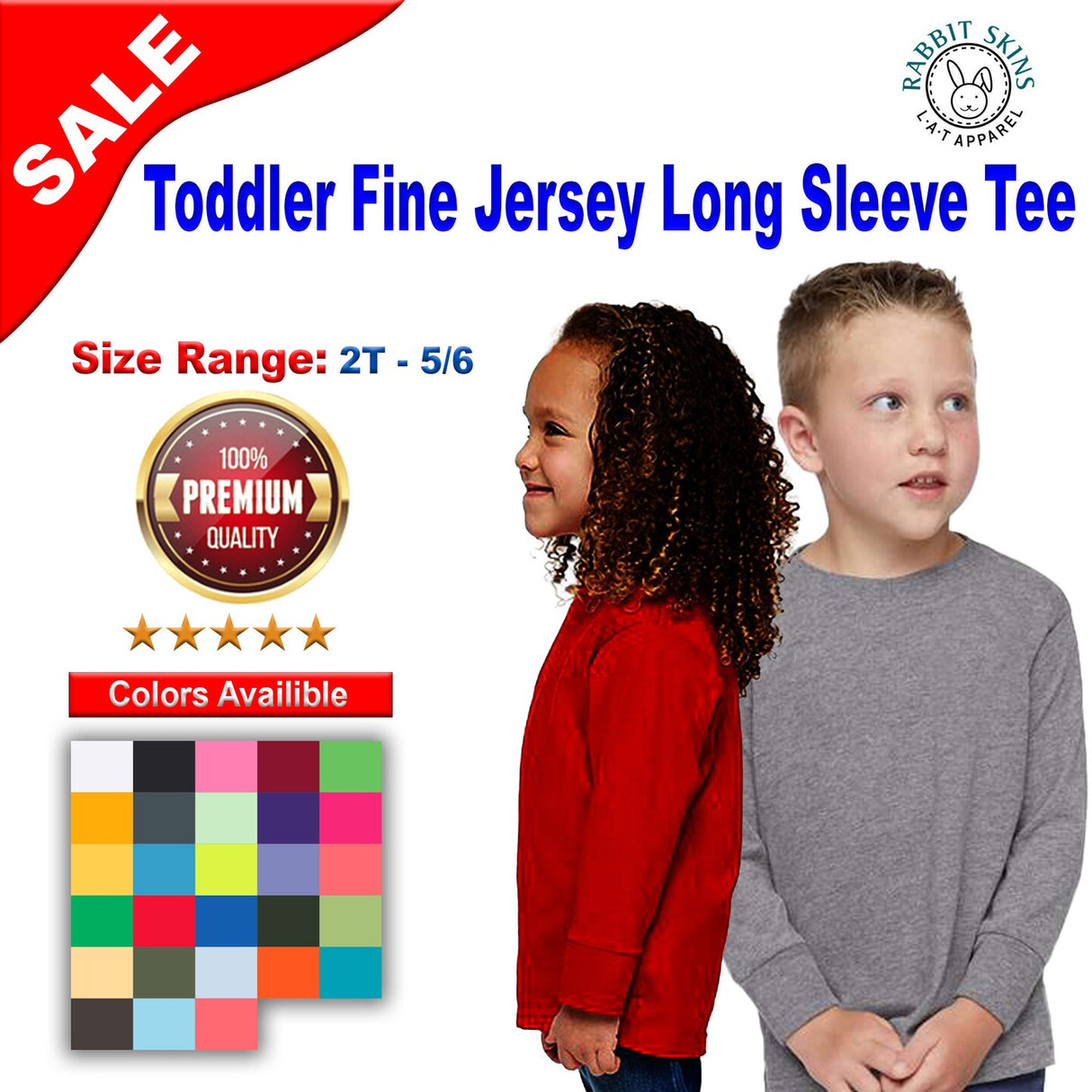 RADYAN® Toddler Fine Jersey Crewneck Long Sleeve Tee - 3302
