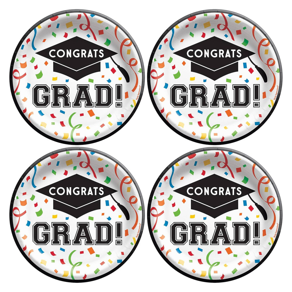 Congrats Grad 6 3/4" Round Disposable Dessert Plates – 8 Count