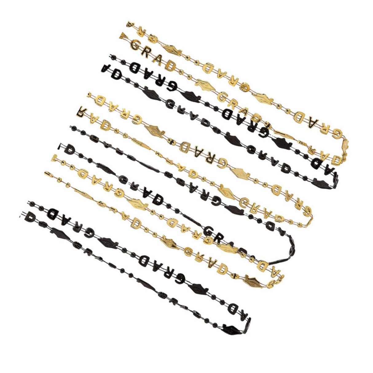 30" Black & Gold Grad Beaded Necklaces Assortment 24 Pc.