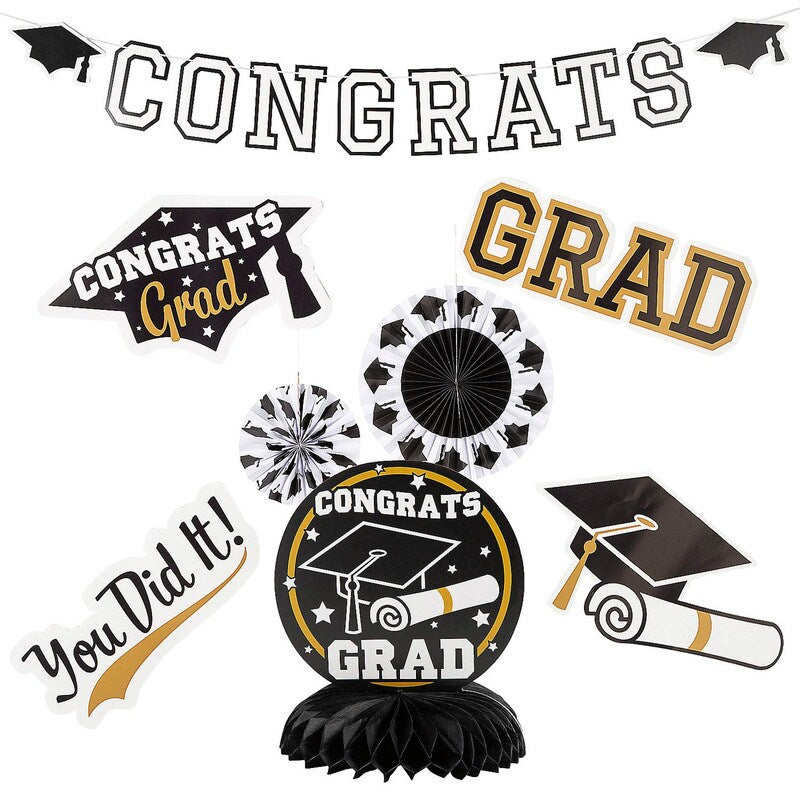 Green Congrats Grad Graduation Party Room Decorating Kit 11 Piece