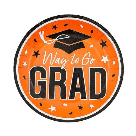 7 1/4" Yellow Way to Go Grad Disposable Paper Dessert Plates 25 Ct.