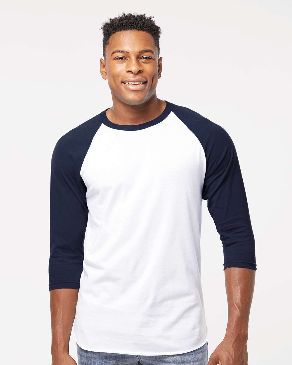 TULTEX® Fine Jersey Raglan Crewneck Three-Quarter Sleeve Tee
