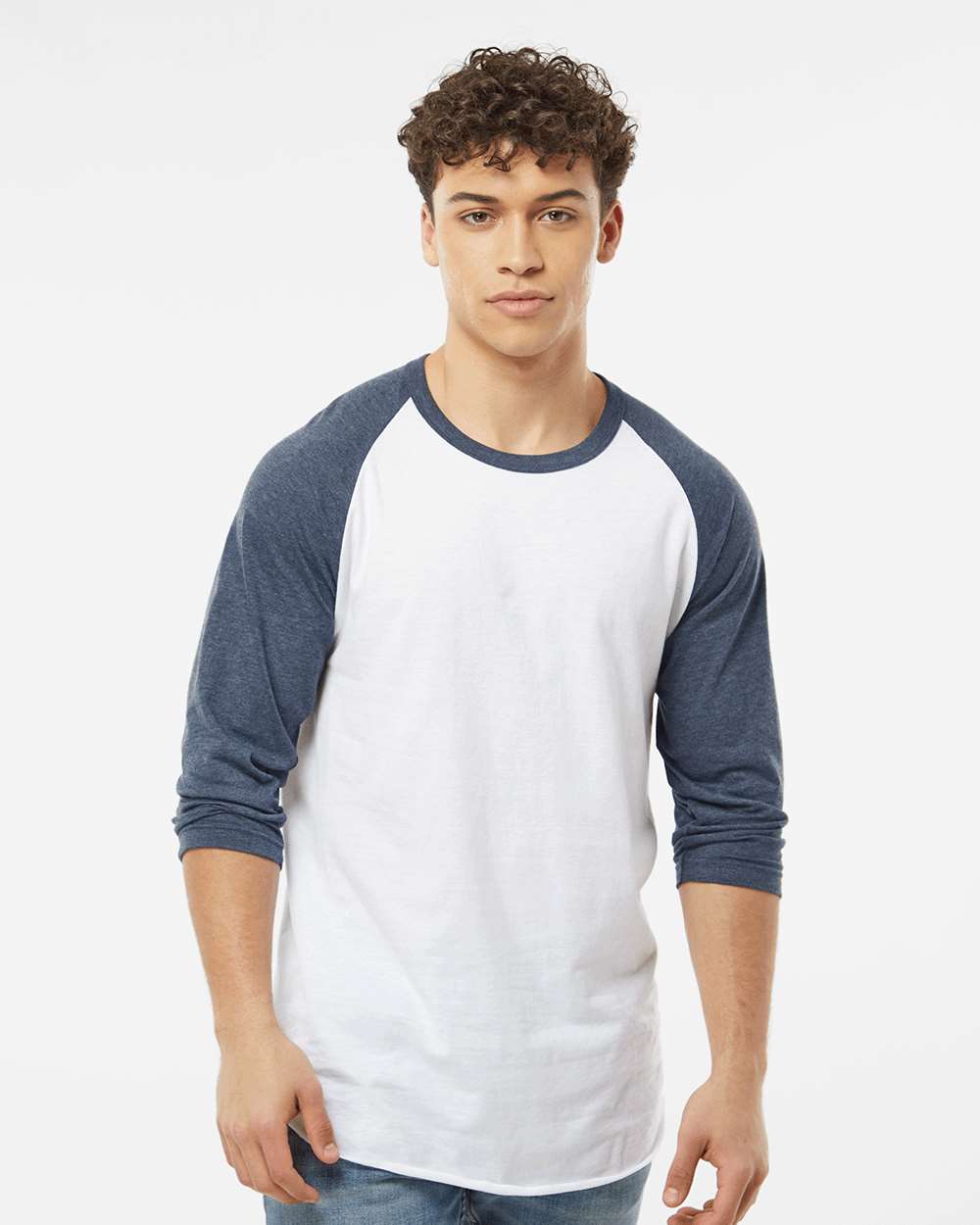 TULTEX® Fine Jersey Raglan Crewneck Three-Quarter Sleeve Tee