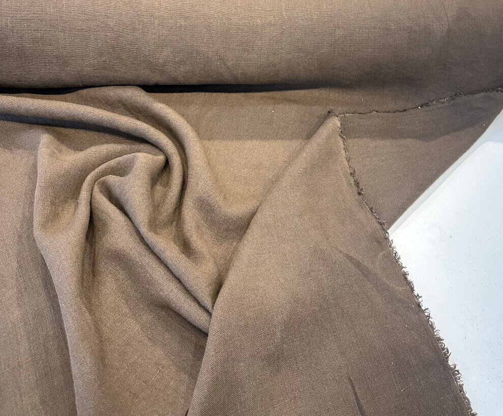 Don Giovanni Linen Fabric - Bark Woodland Brown, 54" Width (1 Yard)