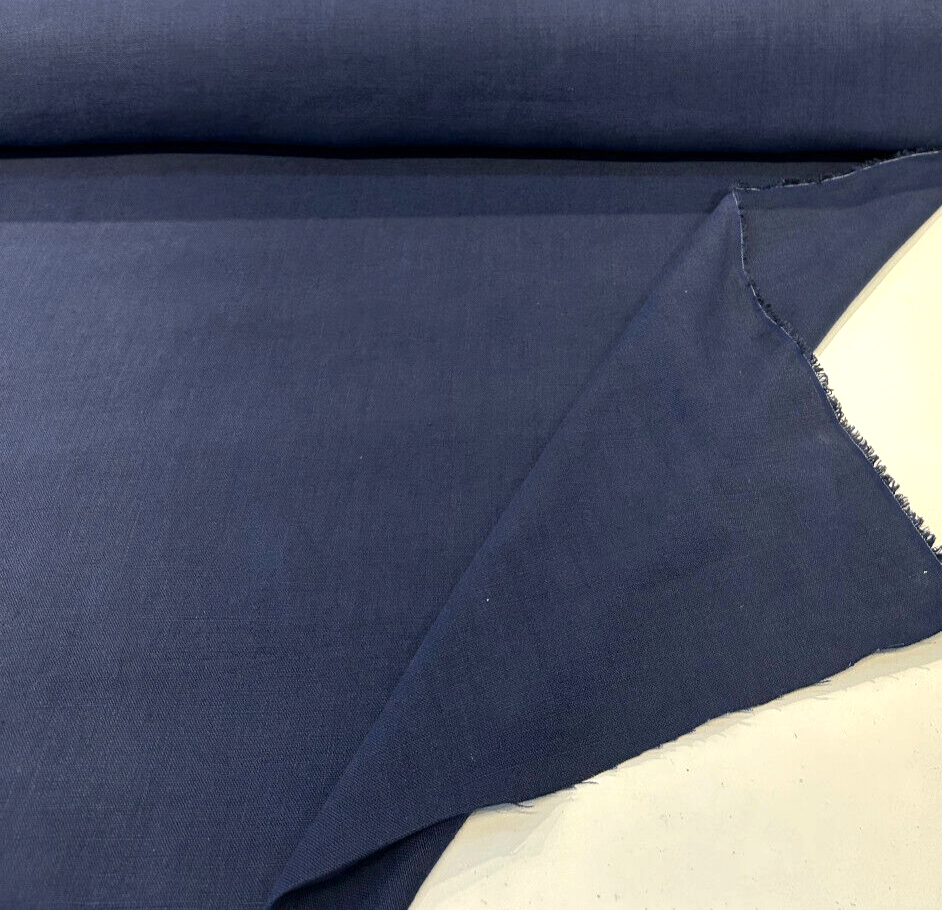 Don Giovanni Linen Fabric - Midnight Blue, Upholstery Drapery, 54" Width (1 Yard)
