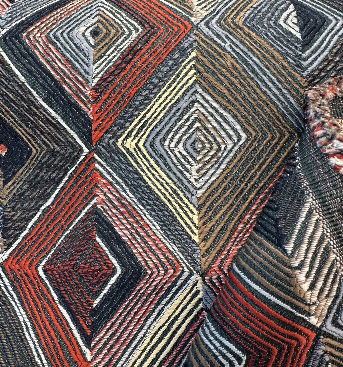Flextime Crimson Diamond Jacquard Upholstery Fabric - Crimson, Geometric Diamond Pattern, 56" Width (1 Yard)