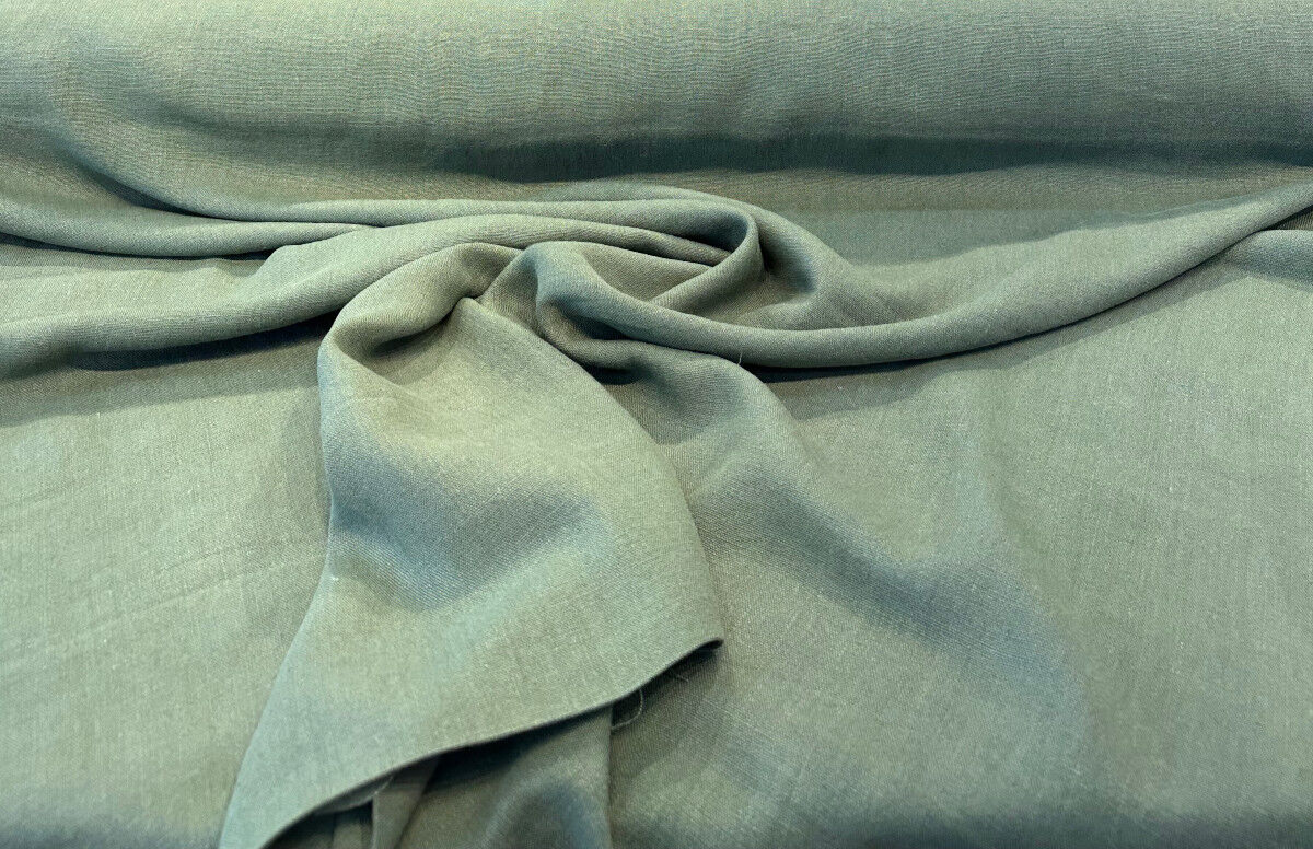 Don Giovanni Linen Fabric - Pesto Green, 54" Width (1 Yard)
