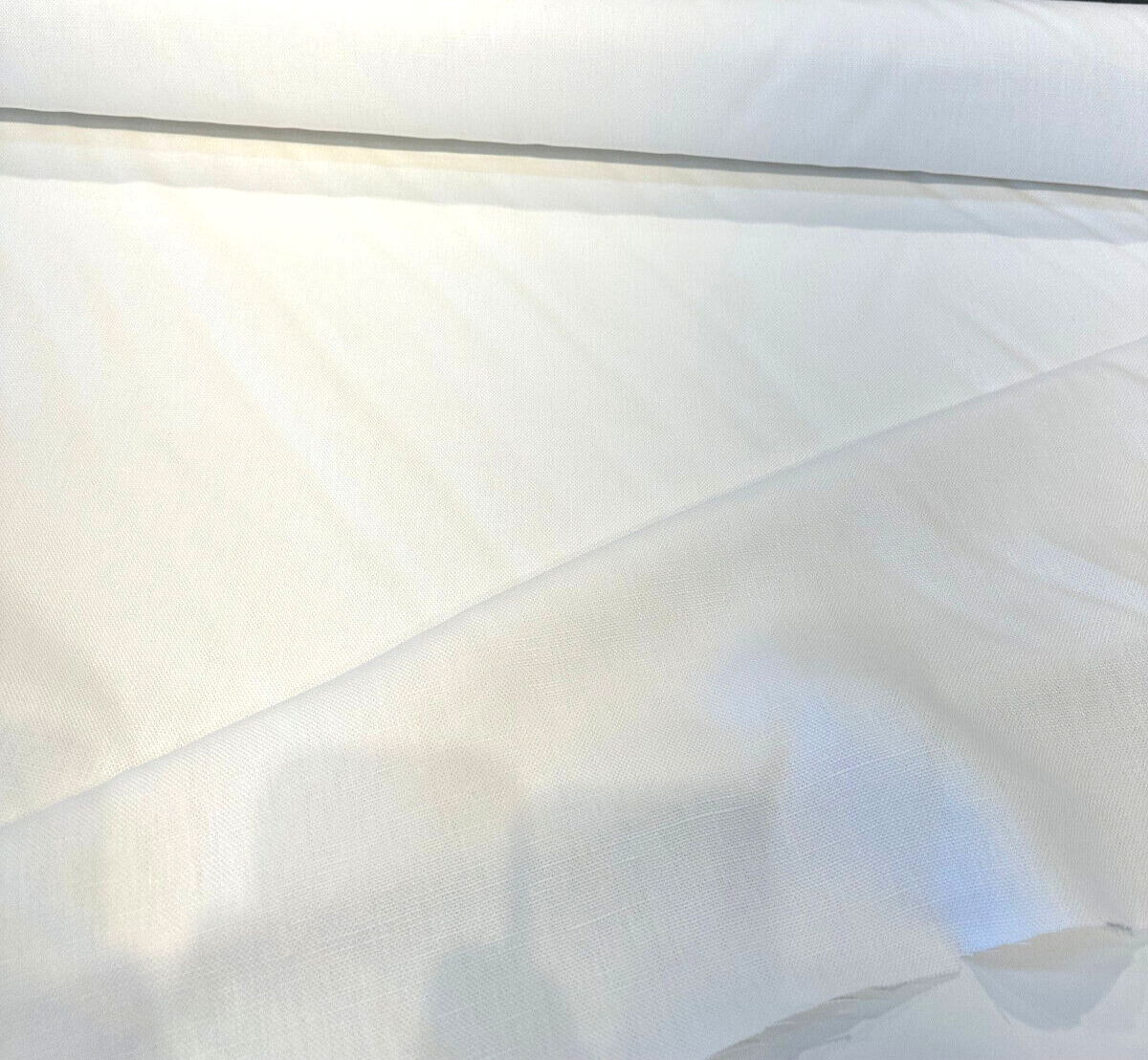 Heavy Linen White Belgian Drapery Upholstery Fabric - White, 56" Usable Width (1 Yard)