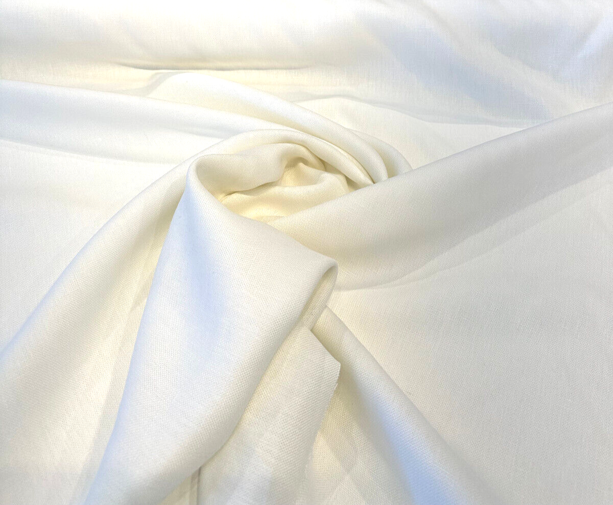 Heavy Linen White Belgian Drapery Upholstery Fabric - White, 56" Usable Width (1 Yard)
