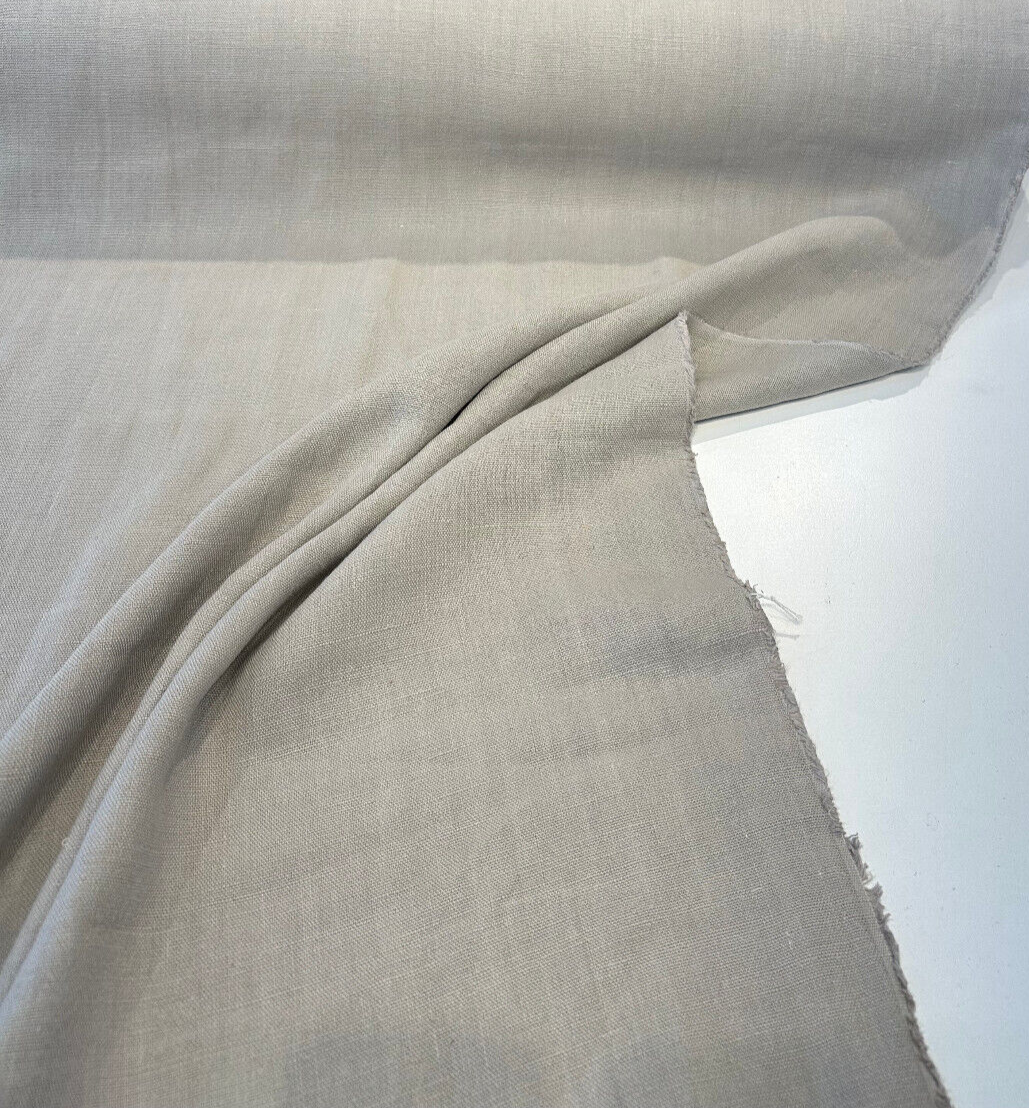 Don Giovanni Linen Fabric - Stone Pebble, 54" Width (1 Yard)