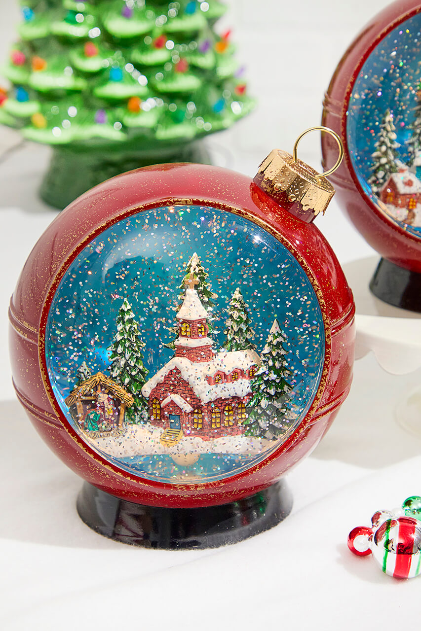 8" Lighted Musical Spinning Water Globe