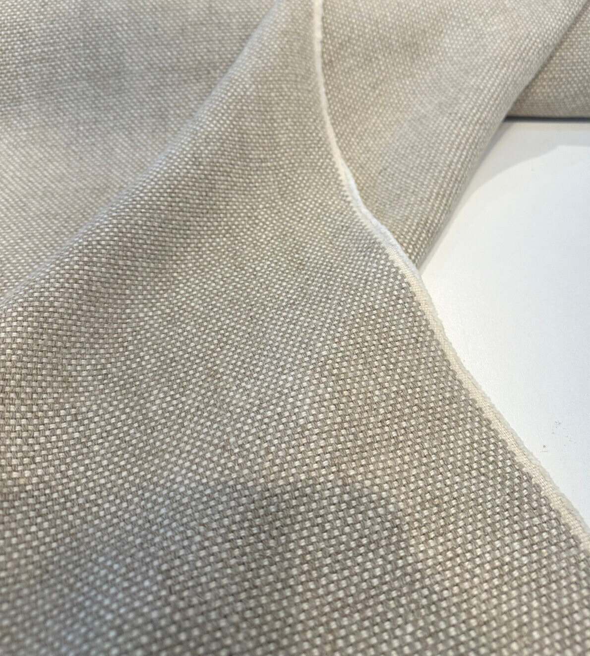 Natural Oatmeal Washed Irish Heavy Linen Upholstery Fabric - 53" Width, 30 Oz, 90,000 Martindale Cycles (1 Yard)