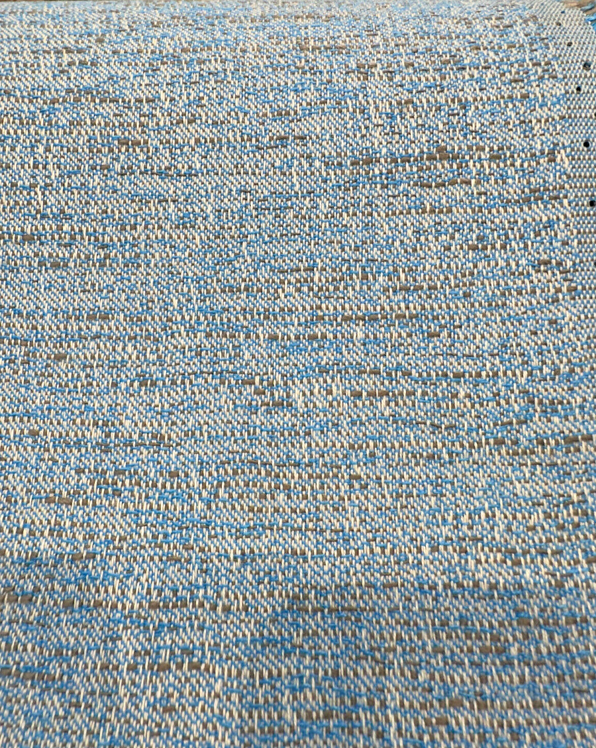 Sunbrella Adena Azure Blue Acrylic Fabric - Light Blue, Taupe Gray Hints, Tweed, 54" Width (1 Yard)