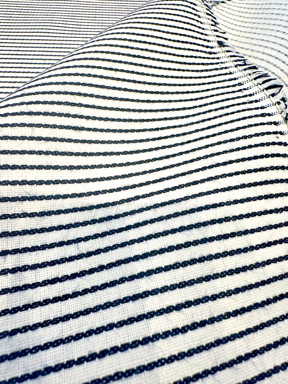 Sunbrella Pinstripe Solution Dyed Acrylic Fabric - Navy Blue/White Pinstripe, 54" Width (1 Yard)