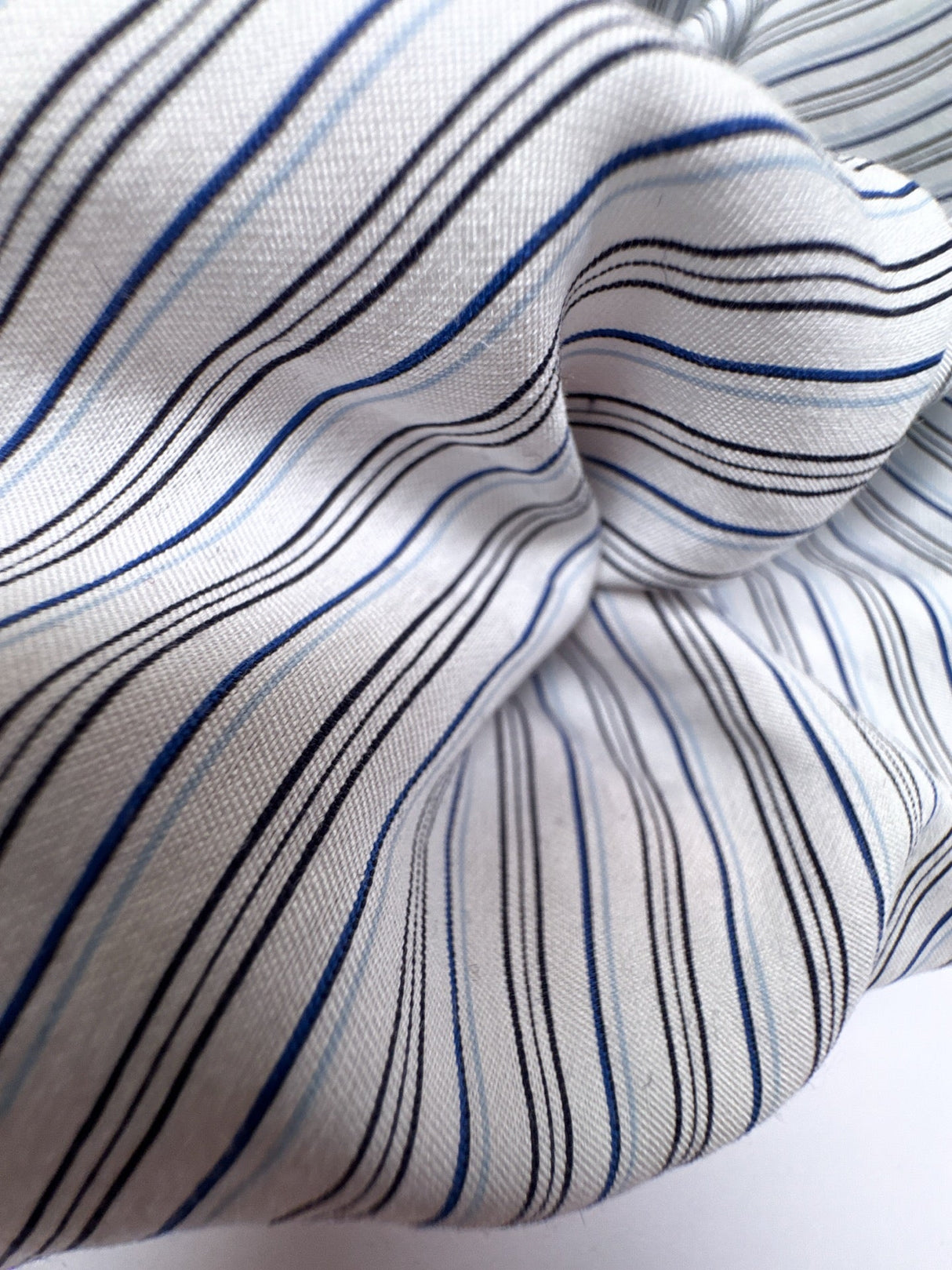 Viscose Blend Striped Blue White Shirting