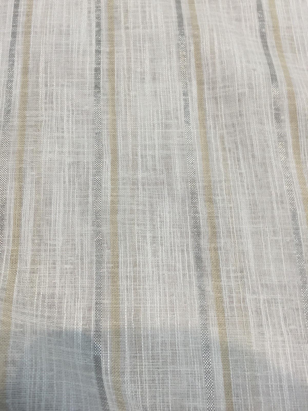 P Kaufmann Salt White Gold Byline Elegant Sheer Polyester Fabric - White Gold Sheer Pattern, 120" Width (1 Yard)