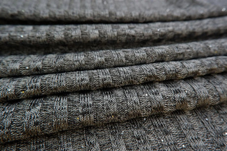 1 Yard Glitter Rib Knit Fabric, 58/60'' Wide Polyester Spandex Blend