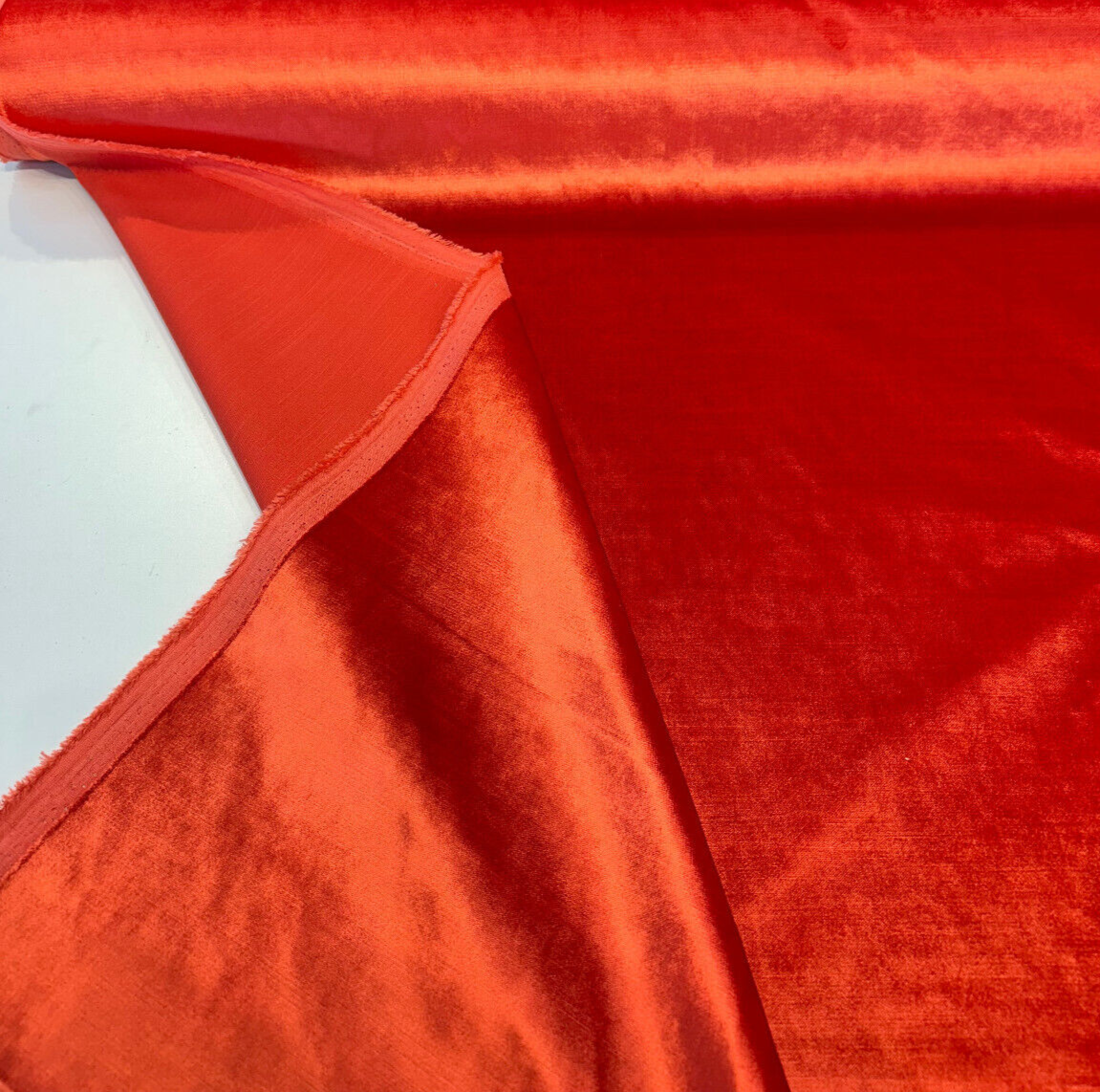 Glam Atomic Red Velvet Fabric - Atomic Red, Heavy Upholstery, 55" Width (1 Yard)