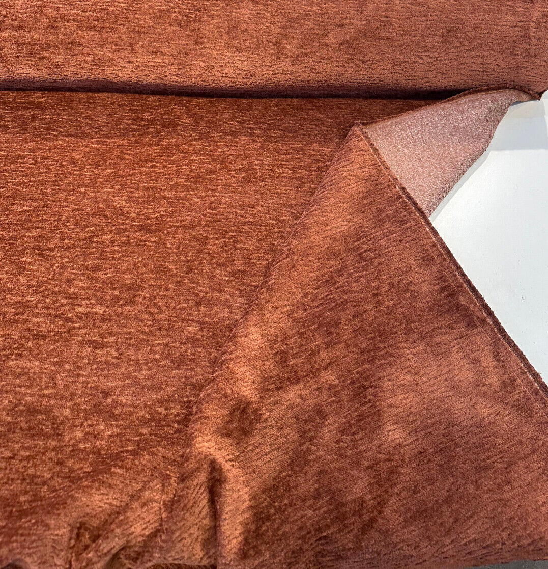 Destiny Paprika Plush Chenille Fabric - Paprika, Soft Textured Upholstery, 55" Width (1 Yard)
