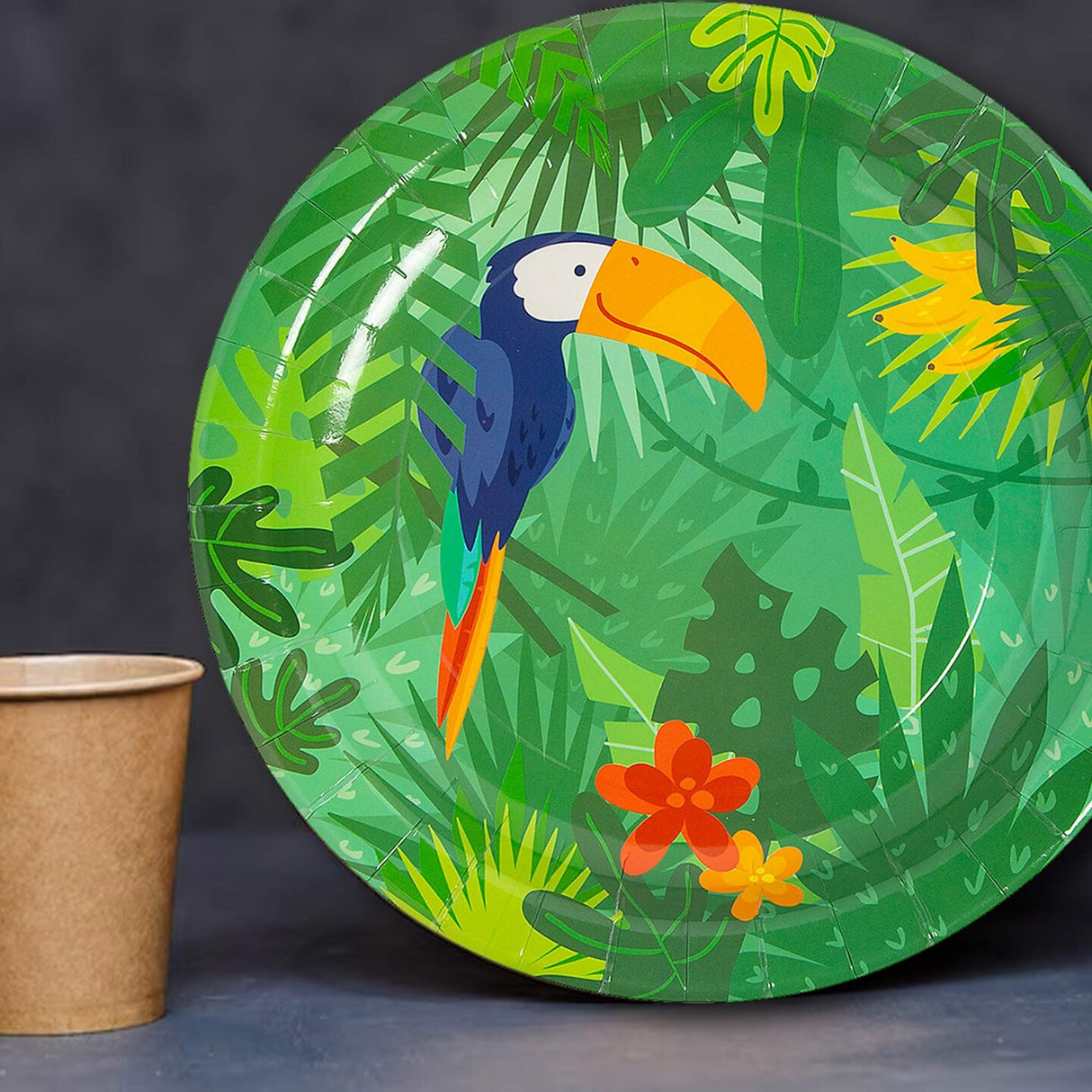 8 Count Toucan Jungle Paper Plates 9 Inch Tropical Luau Party Supplies