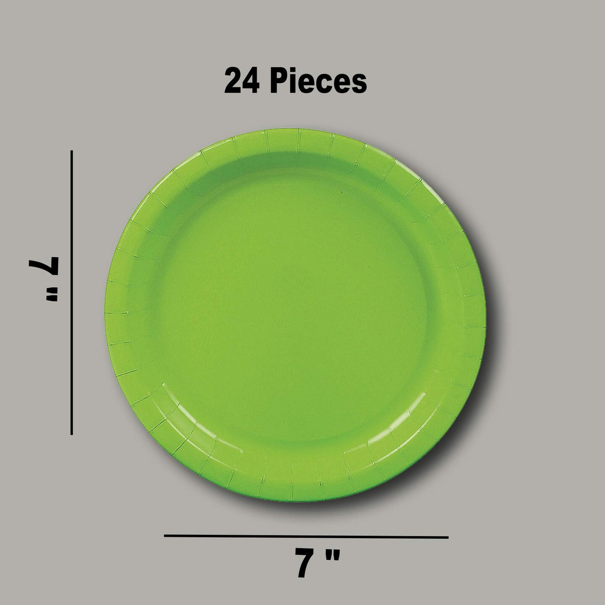 7" Lime Round Paper Plates 24 Count for Desserts and Snacks