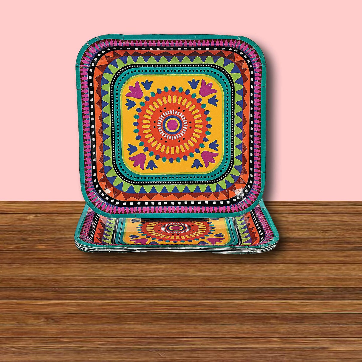 8 Count Fiesta Theme Disposable Paper Dinner Plates 9"