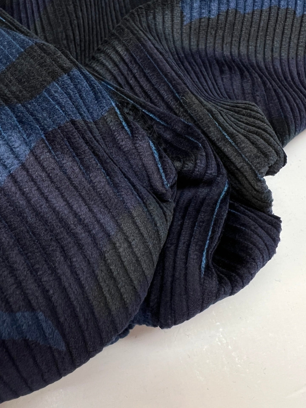 Cotton Corduroy Printed Blue Black