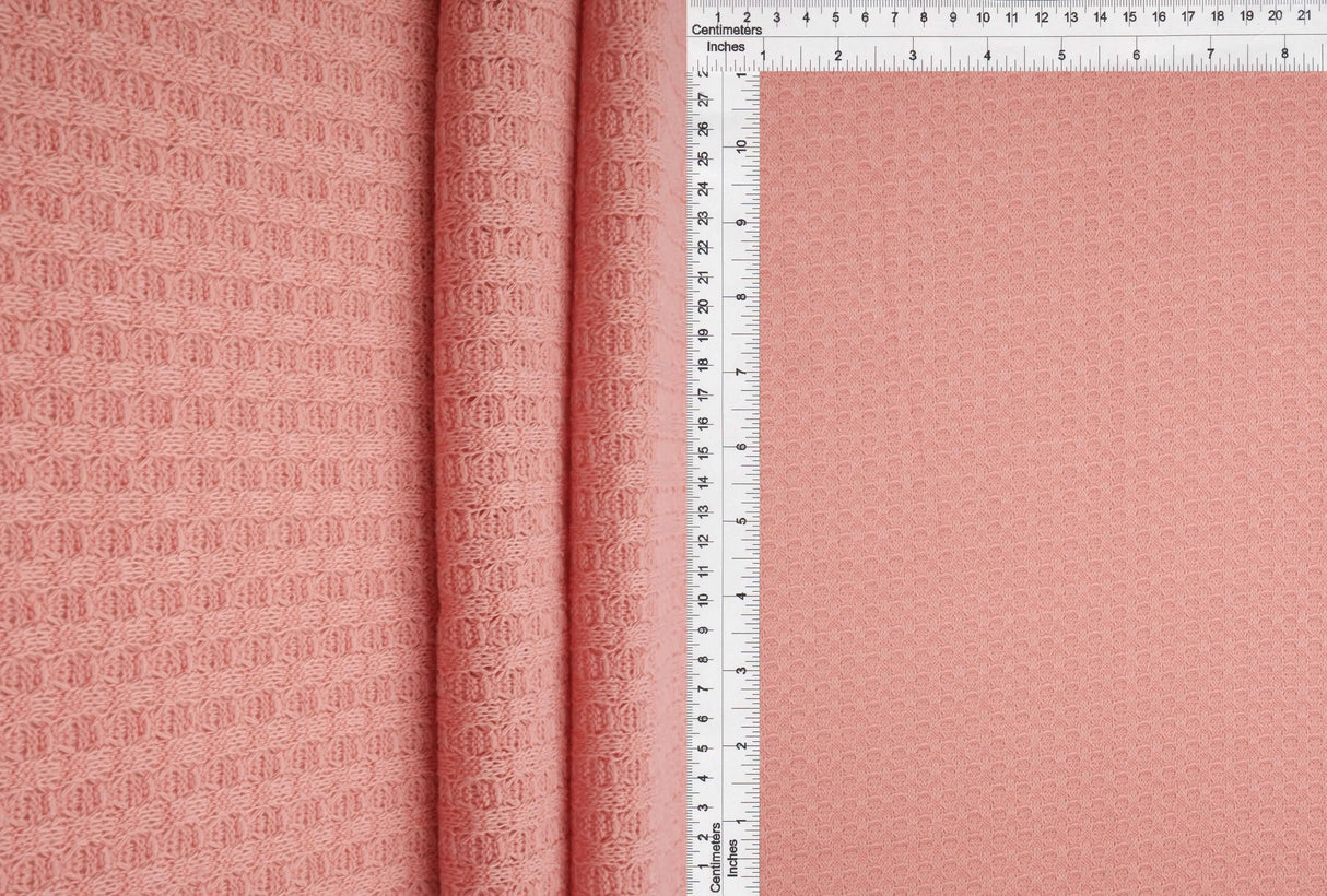 Waffle Solid Knit Fabric 1 Yard Soft Stretch Textured Material 58/60" Wide