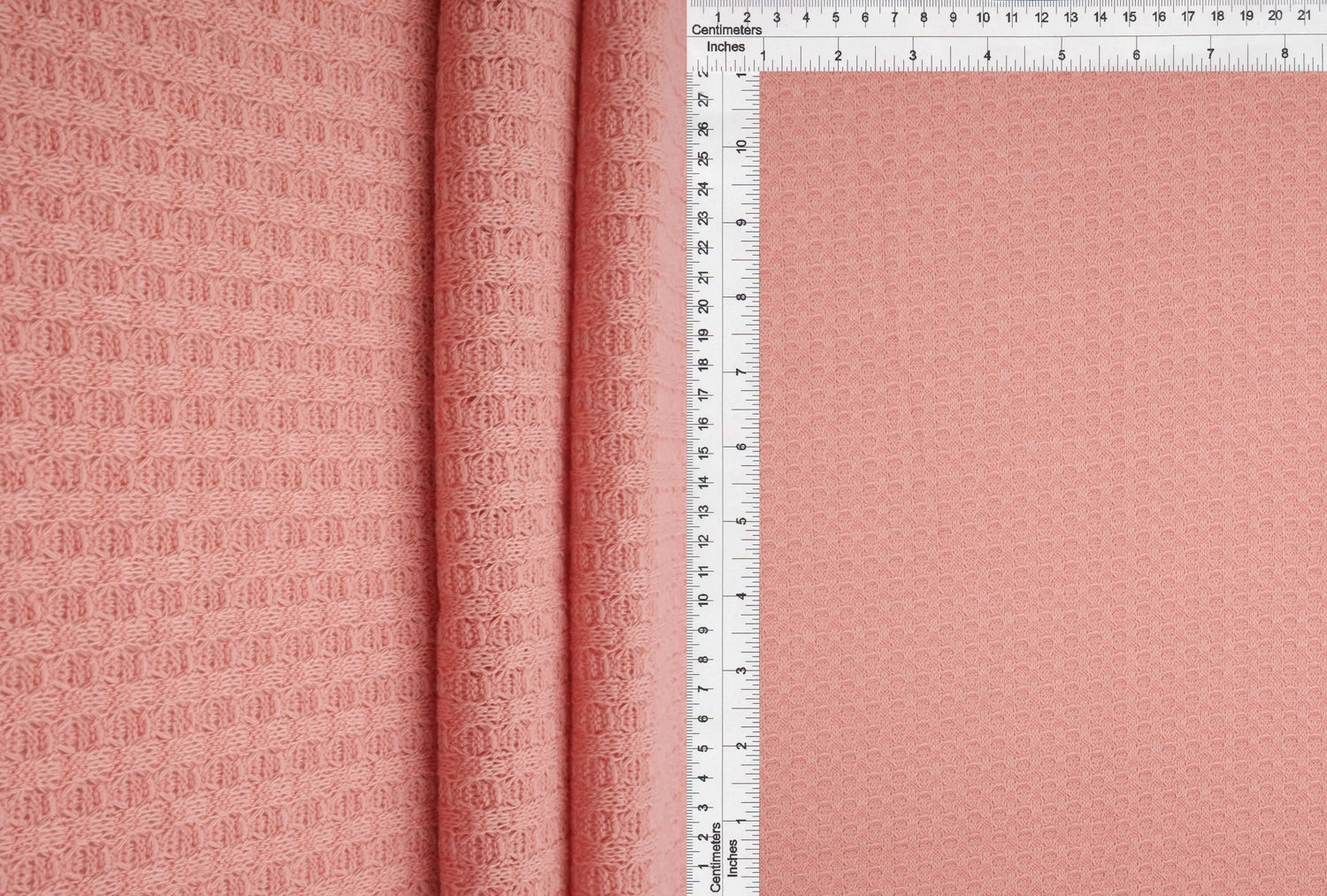 1 Yard Waffle Solid Knit Fabric, 58/60? Wide Polyester Rayon Spandex Blend