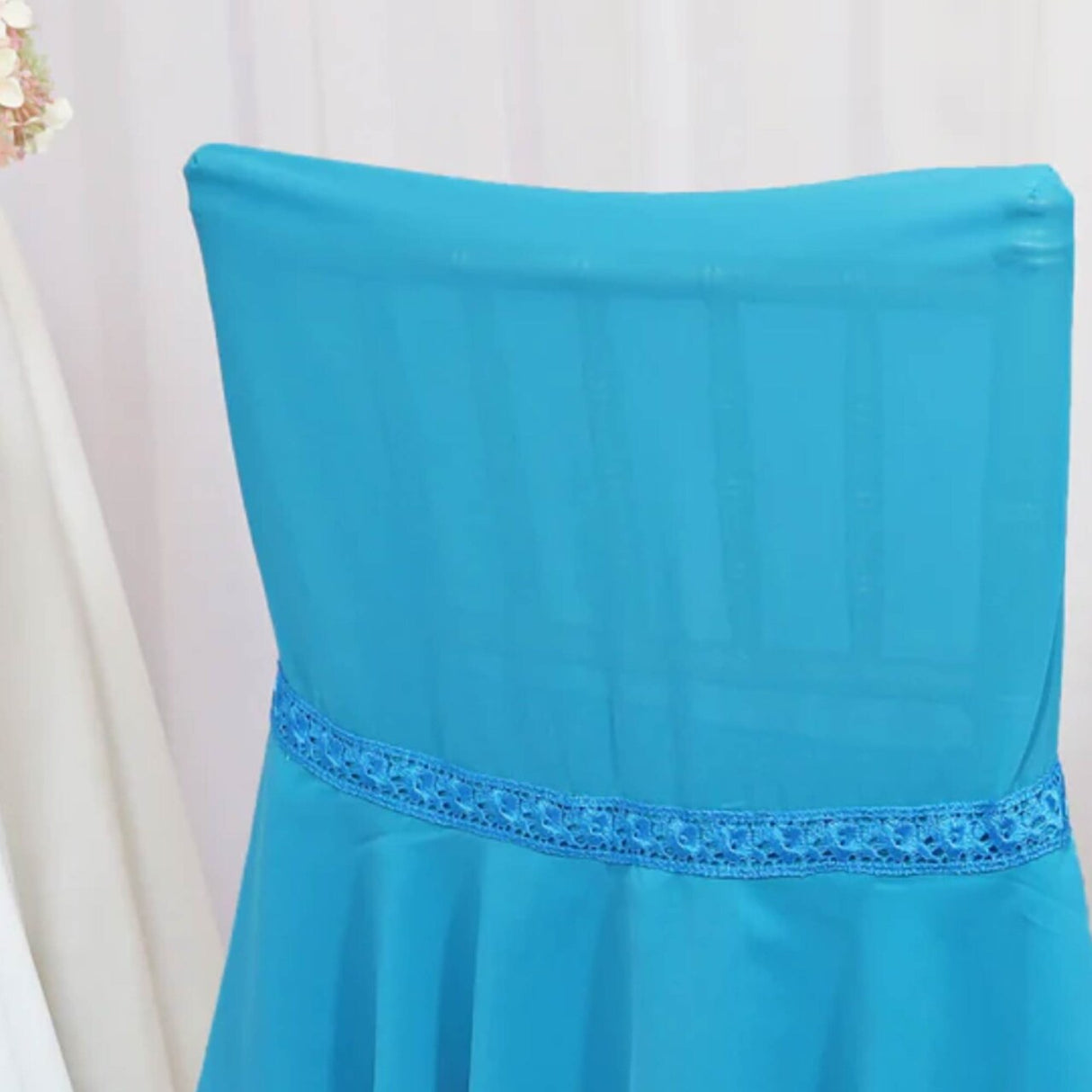 1 Piece Radiant Turquoise Chiffon Chiavari Chair Cover with Sash Sheer Elegant Drape for Events