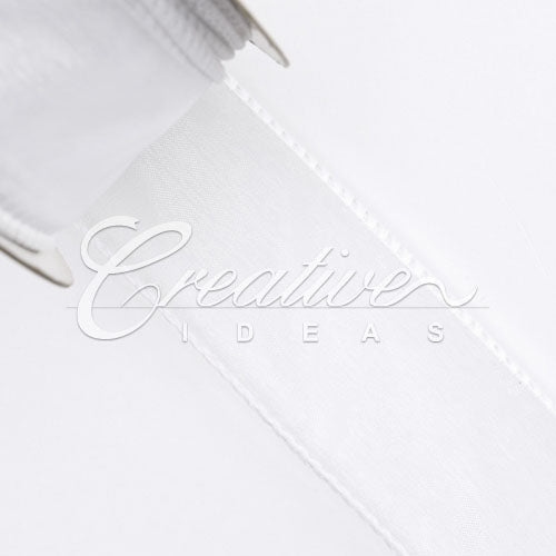 1 1/2" Wired Organza Ribbon - 10 Yards (White)