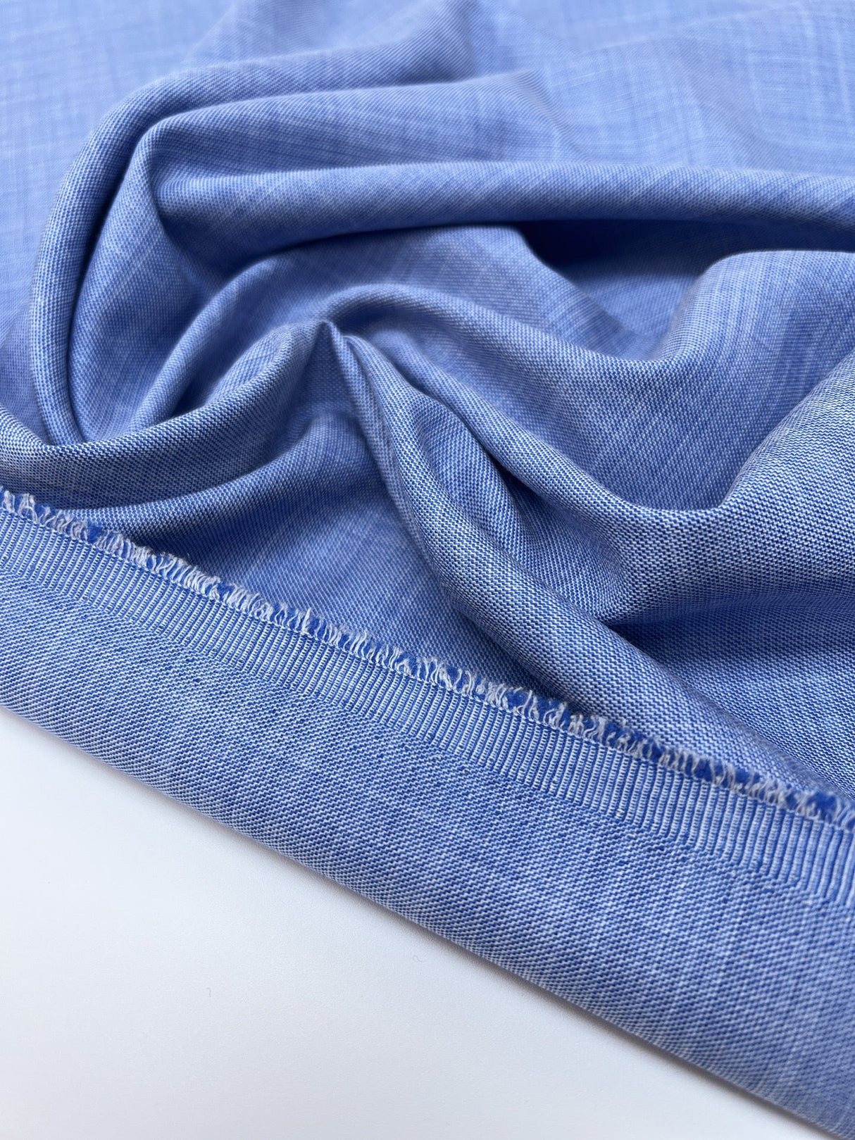 Cotton Melange Fabric White Blue