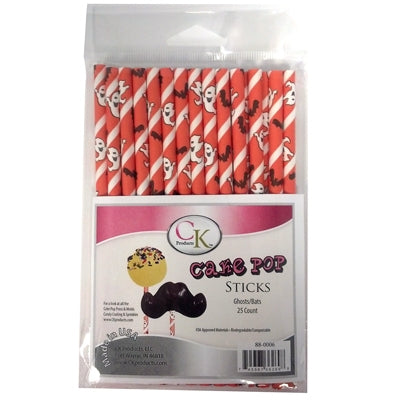 Ghosts and Bats 6" Cake Pop Stick - 25 Count