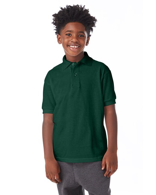 Hanes® Youth EcoSmart Jersey Knit Short Sleeve Collared Polo