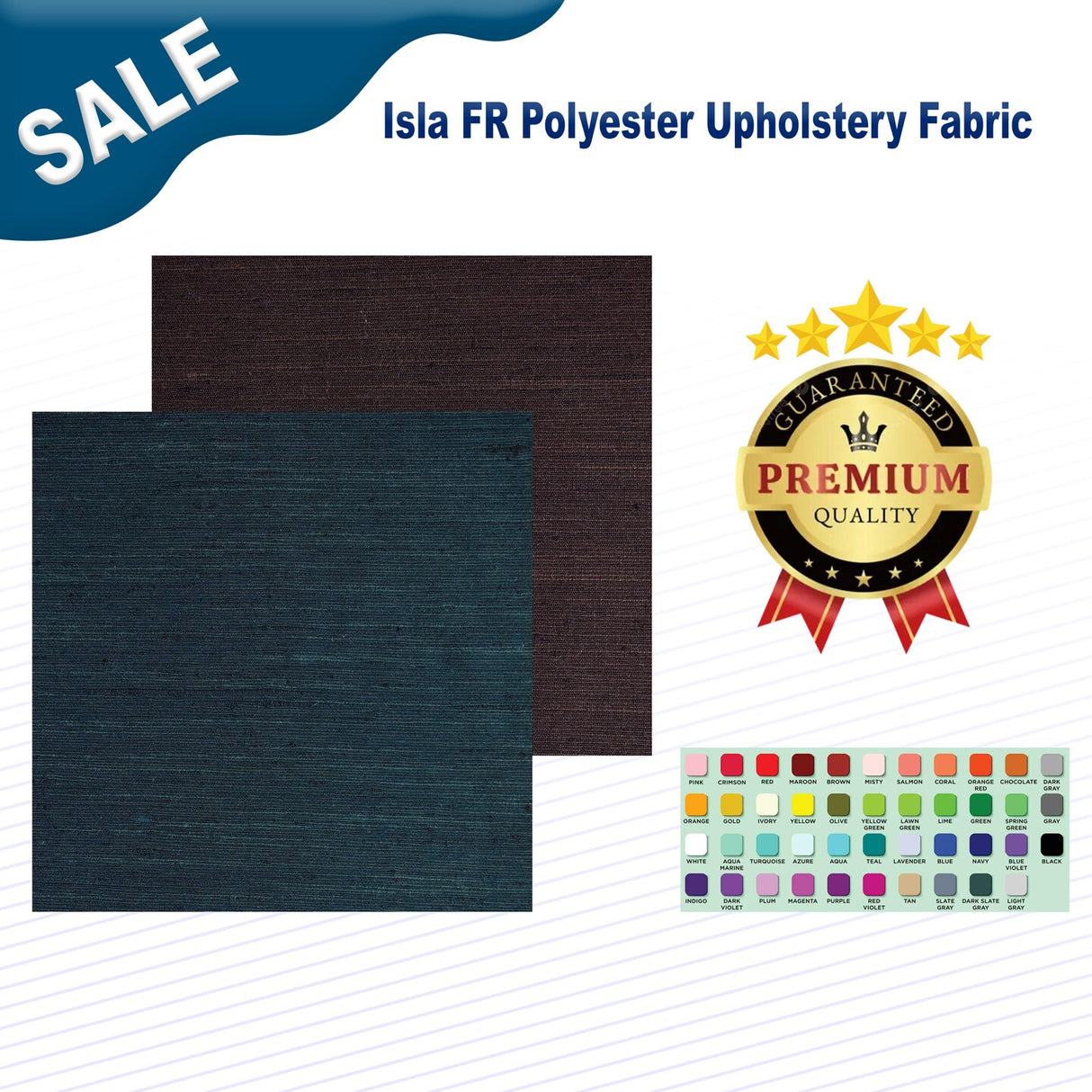 1 Yard Isla FR Polyester Upholstery Fabric