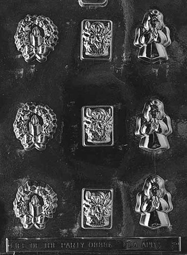 Assorted Wreath Poinsettia Angel Chocolate Mold - LPC006
